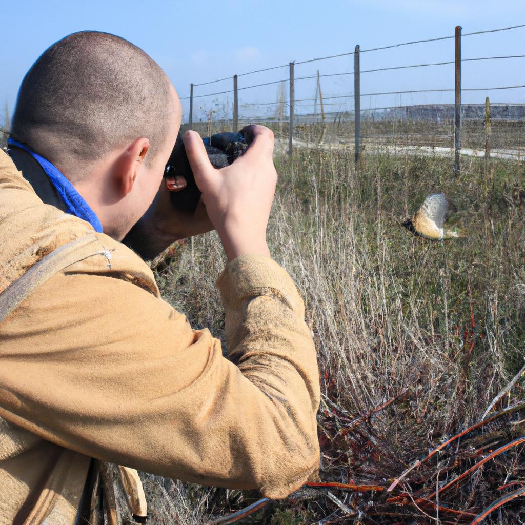 Person photographing birds for identification