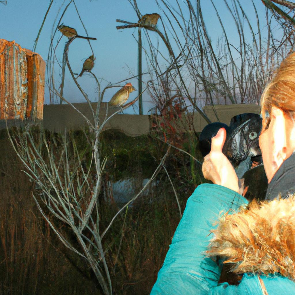 Person photographing birds with ethics